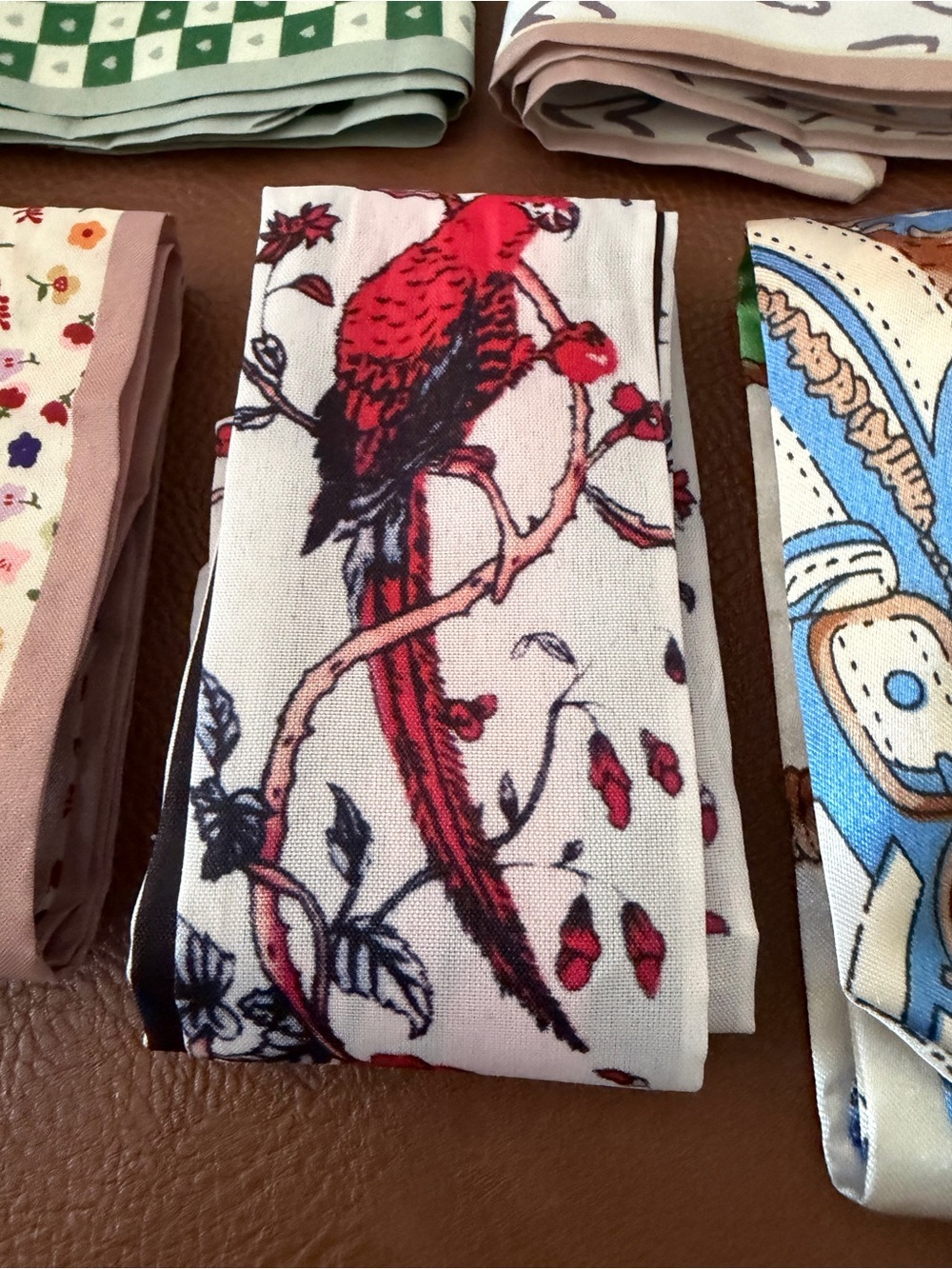 Floral and Patterned Headbands or Bag Scarves 5 piece Set - Picture 3 of 6